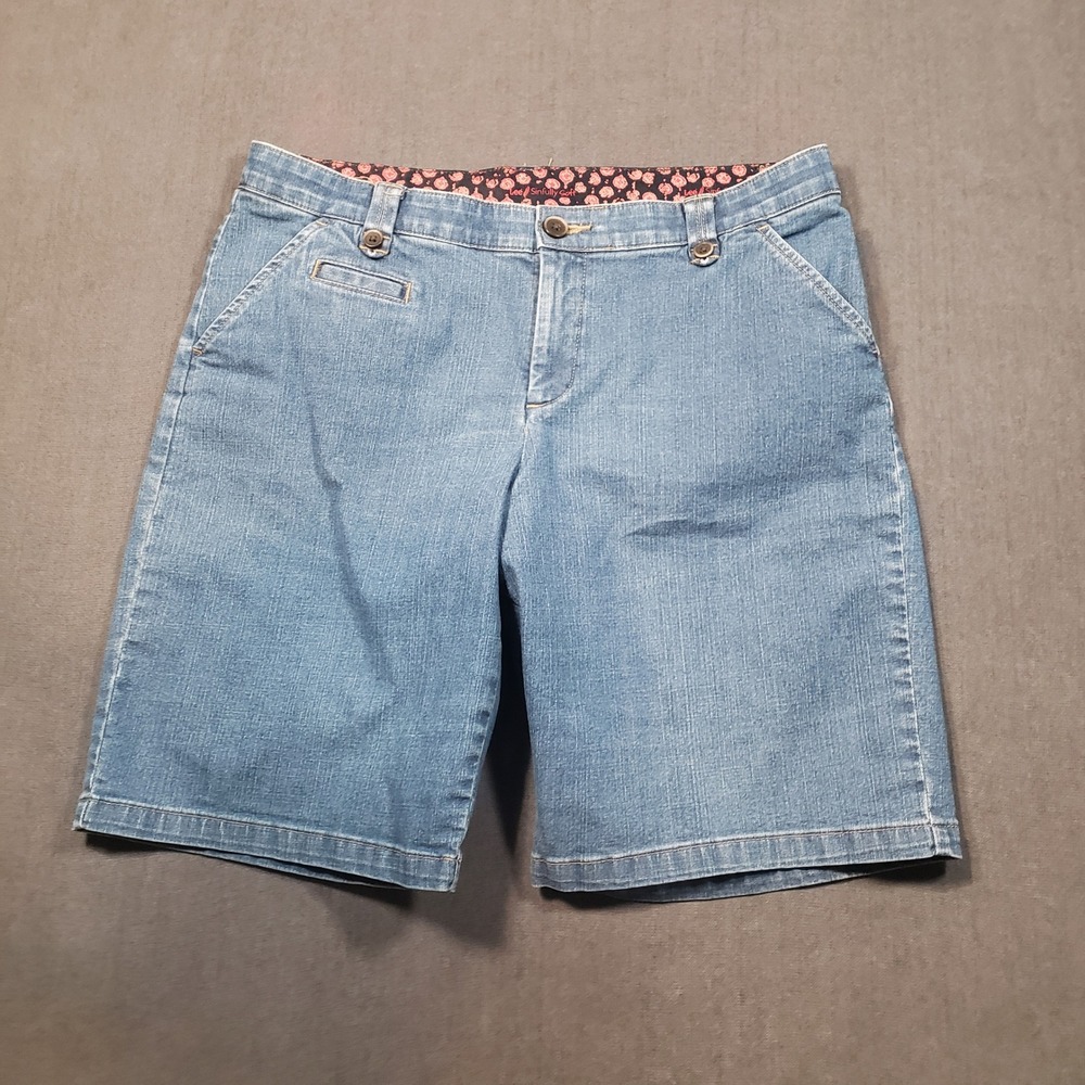 Lee Denim Shorts Womens 12 Medium Blue Sinfully Soft Mid Rise Stretch Bermuda
